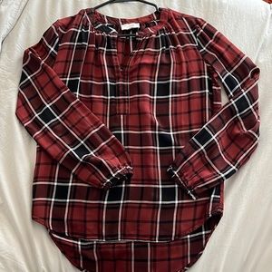 LOFT XS Plaid Blouse